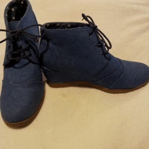 Etc! Denim Ankle Wedges Size 10